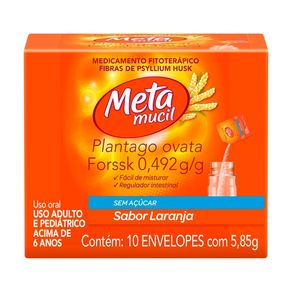 Metamucil 0,492g/g Sem Açúcar Sabor Laranja 10 Envelopes