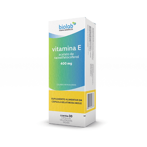 Suplemento Alimentar Vitamina E 400mg Biolab 30 Cápsulas Gelatinosas Moles