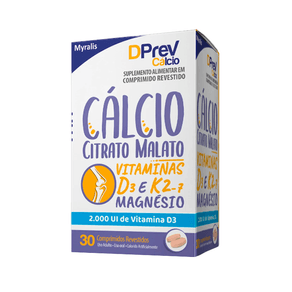 Suplemento Alimentar DPrev Cálcio 2.000 UI 30 Comprimidos Revestidos