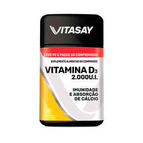 Suplemento Alimentar Vitasay Vitamina D3 2.000UI 90 Comprimidos Revestidos