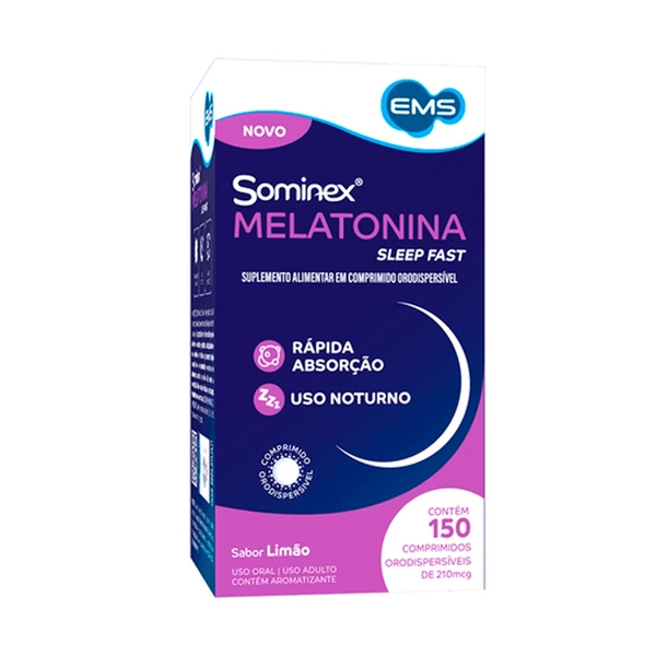 Suplemento Alimentar Sominex Melatonina Sleep Fast Sabor Limão 150 Comprimidos Orodispersíveis