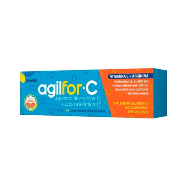 Suplemento Alimentar Agilfor-C Sabor Laranja 16 Comprimidos Efervescente