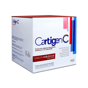 Cartigen C Colágeno Hidrolisado Sabor Hibiscus com Limão 30 Sachês 13g Cada