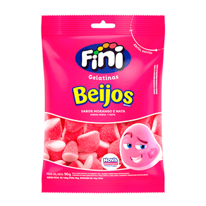 Balas de Gelatina Fini Beijos Morango 90g