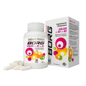 Suplemento Vitamínico Borg Cálcio + D3 + K2 60 Cápsulas Softgel