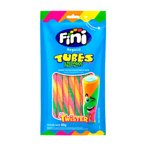 Bala Fini Tubes Ácido Twister Frutas Silvestres e Nata 80g