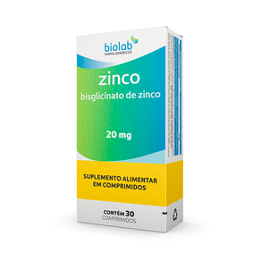 Zinco Quelato Bisciglinato 20mg Biolab 30 Comprimidos