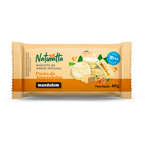 Biscoito de Arroz Naturatta Pasta de Amendoin Mandubin Zero Açúcar 40g
