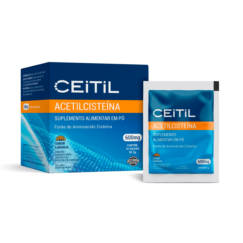 Suplemento Alimentar Ceitil 600mg Sabor Laranja 16 Sachês 5g