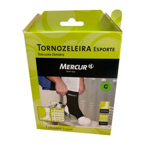 Tornozeleira Elástica Mercur Esporte Tamanho G Cor Preta 1 Unidade