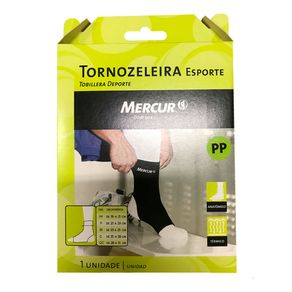 Tornozeleira Elástica Mercur Esporte Tamanho PP Cor Preta 1 Unidade
