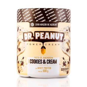 Pasta de Amendoim Dr. Peanut Power Cream Zero Açúcar Sabor Cookies e Cream 600g