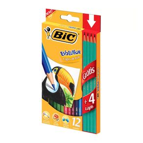 Lápis de Cor Bic Evolution 12 Unidades + 4 Lápis Preto