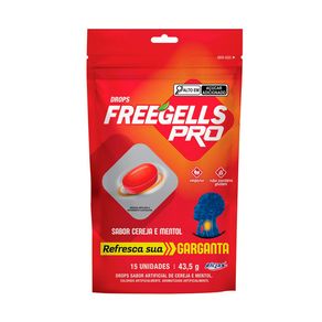 Drops Freegells Pro Sabor Cereja e Mentol 15 Unidades