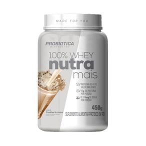 Suplemento Alimentar Probiótica 100% Whey Nutra Mais Sabor Cookies e Cream 450g