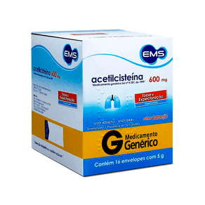 Acetilcisteína 600mg EMS Sabor Laranja 16 Envelopes
