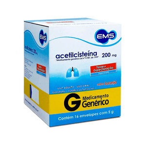 Acetilcisteína 200mg EMS Granulado Sabor Laranja 16 Envelopes 5g Cada