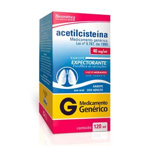 Acetilcisteína 40mg/ml Biosintética Xarope Adulto Sabor Morango 120ml + Copo Dosador