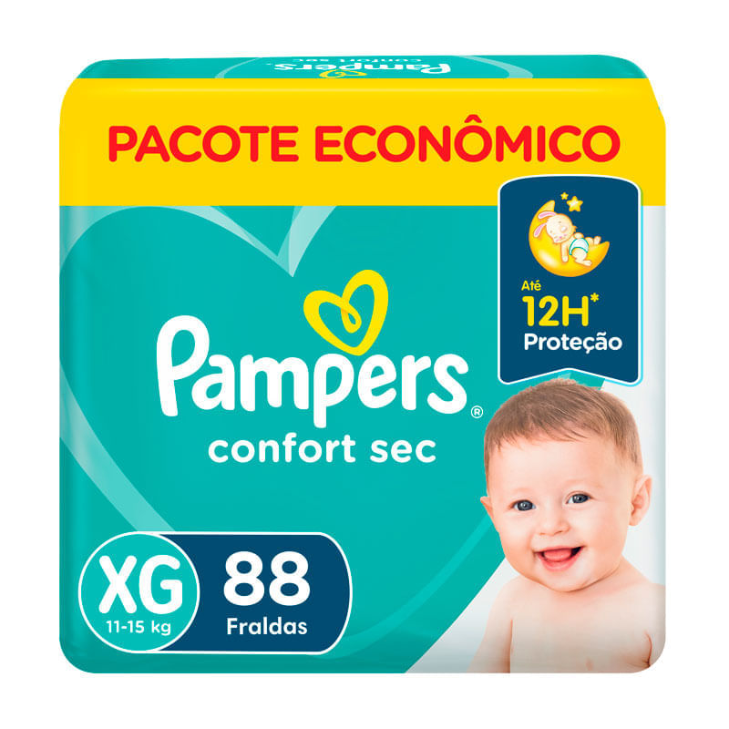 Fraldas Pampers Confort Sec Max XG 88 Unidades