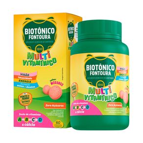 Suplemento Alimentar Multivitamínico Biotônico Fontoura Sabor Morango 60 Comprimidos Mastigáveis