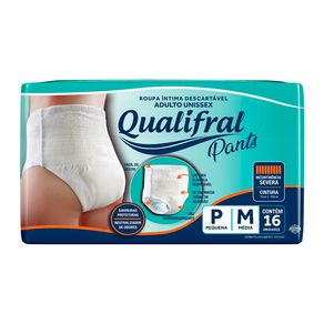 Roupa Íntima Descartável Qualifral Pants P/M 16 Unidades
