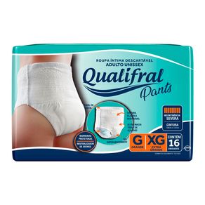 Roupa Íntima Descartável Qualifral Pants G/XG 16 Unidades