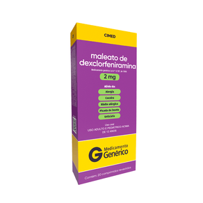 Maleato de Dexclorfeniramina 2mg Cimed 20 Comprimidos Revestidos