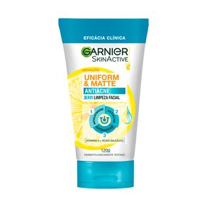 Limpeza Facial 3EM1 Garnier SkinActive Uniform & Matte Antiacne 120g