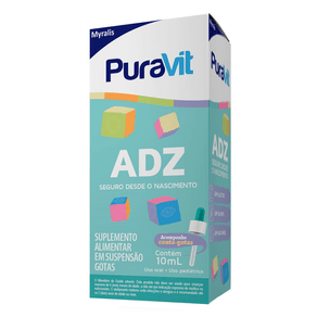Suplemento Alimentar PuraVit ADZ Suspensão Gotas 10ml + Conta Gotas