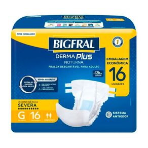 Fralda Descartável Bigfral Derma Plus Noturna G Embalagem Econômica 16 Unidades