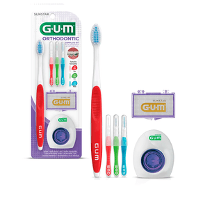 Kit Orthodontic G.U.M 1 Escova Ortodôntica + 3 Escovas Interdentais + Cera De Proteção + Fios Ortodônticos