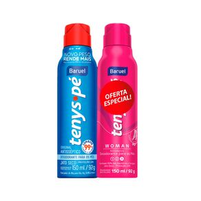 Kit Desodorante para os pés Tenys Pé Baruel Original Jato Seco 150ml + Kit Desodorante para os pés Tenys Pé Baruel Woman Jato a Seco 150ml