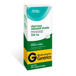Dipirona Monoidratada 500mg Medley 30 Comprimidos