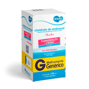 Cloridrato de Ambroxol 15mg/5ml EMS Xarope Pediátrico Sabor Framboesa 120ml + Copo Dosador