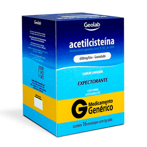 Acetilcisteína 600mg Geolab Granulado Sabor Laranja 16 Envelopes 5g Cada