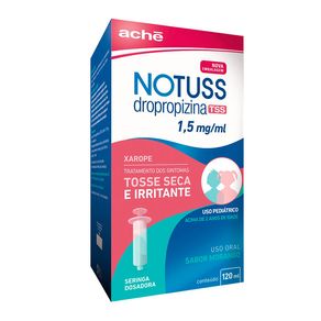 Notuss 1,5mg/ml Xarope Pediátrico Sabor Morango 120ml + Seringa Dosadora