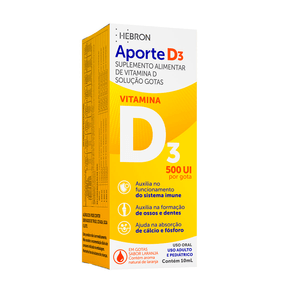 Suplemento Alimentar Aporte D3 500 UI/ gota Solucão Oral Gotas Sabor Laranja 10ml