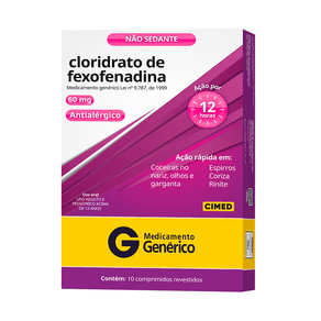 Cloridrato de Fexofenadina 60mg Cimed 10 Comprimidos Revestidos