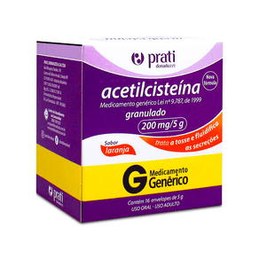 Acetilcisteína 200mg Prati-Donaduzzi Granulado Sabor Laranja 16 Envelopes 5g Cada