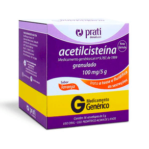 Acetilcisteína 100mg Prati-Donaduzzi 16 Envelopes de 5g Cada