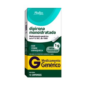 Dipirona Monoidratada 1g Medley 10 Comprimidos