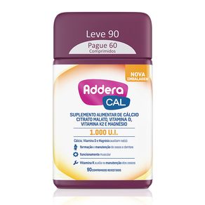 Suplemento Alimentar Vitamina Addera Cal 1.000 UI 90 Comprimidos Revestidos