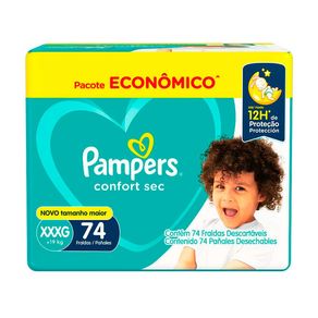Fraldas Pampers Confort Sec Max XXXG 74 Unidades