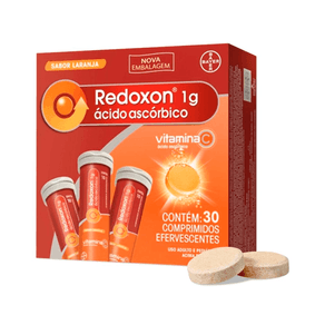 Suplemento de Vitamina C Redoxon 1g Sabor Laranja 30 Comprimidos Efervescentes