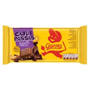 Chocolate ao Leite Garoto Cajú com Passas 80g
