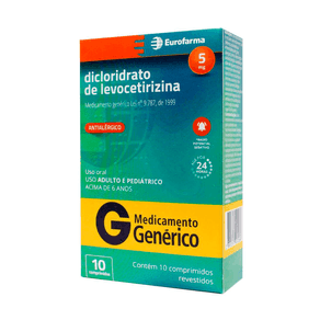 Dicloridrato de Levocetirizina 5mg Eurofarma 10 Comprimidos Revestidos