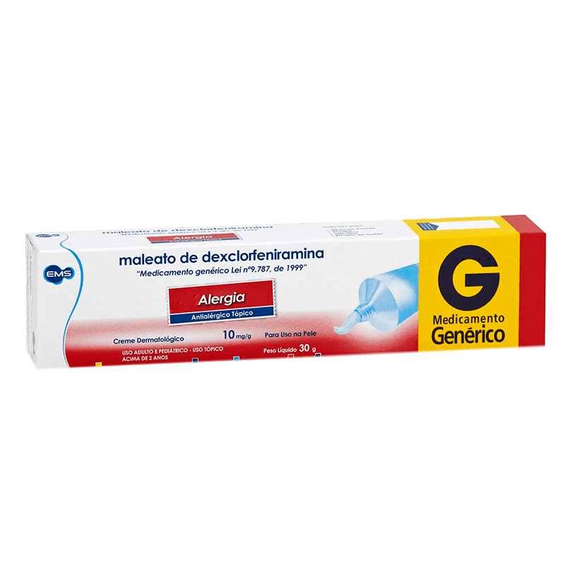 Maleato de Dexclorfeniramina 10mg/g EMS Creme Dermatológico 30g