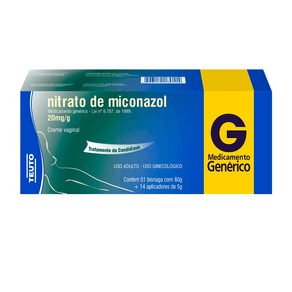 Nitrato de Miconazol 20mg/g Teuto Creme Vaginal 80g + 14 Aplicadores Descartáveis