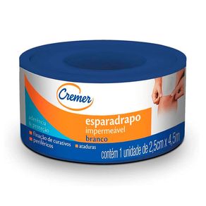 Esparadrapo Impermeável Cremer 2,5cm X 4,5m Cor Branco 1 Unidade