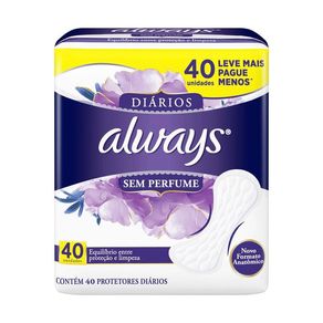 Protetor Diário Always Sem Perfume 40 Unidades